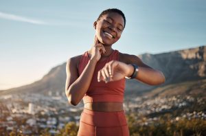 a girl with a smartwatch