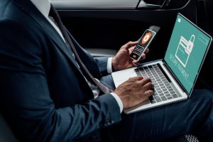 man working on a laptop