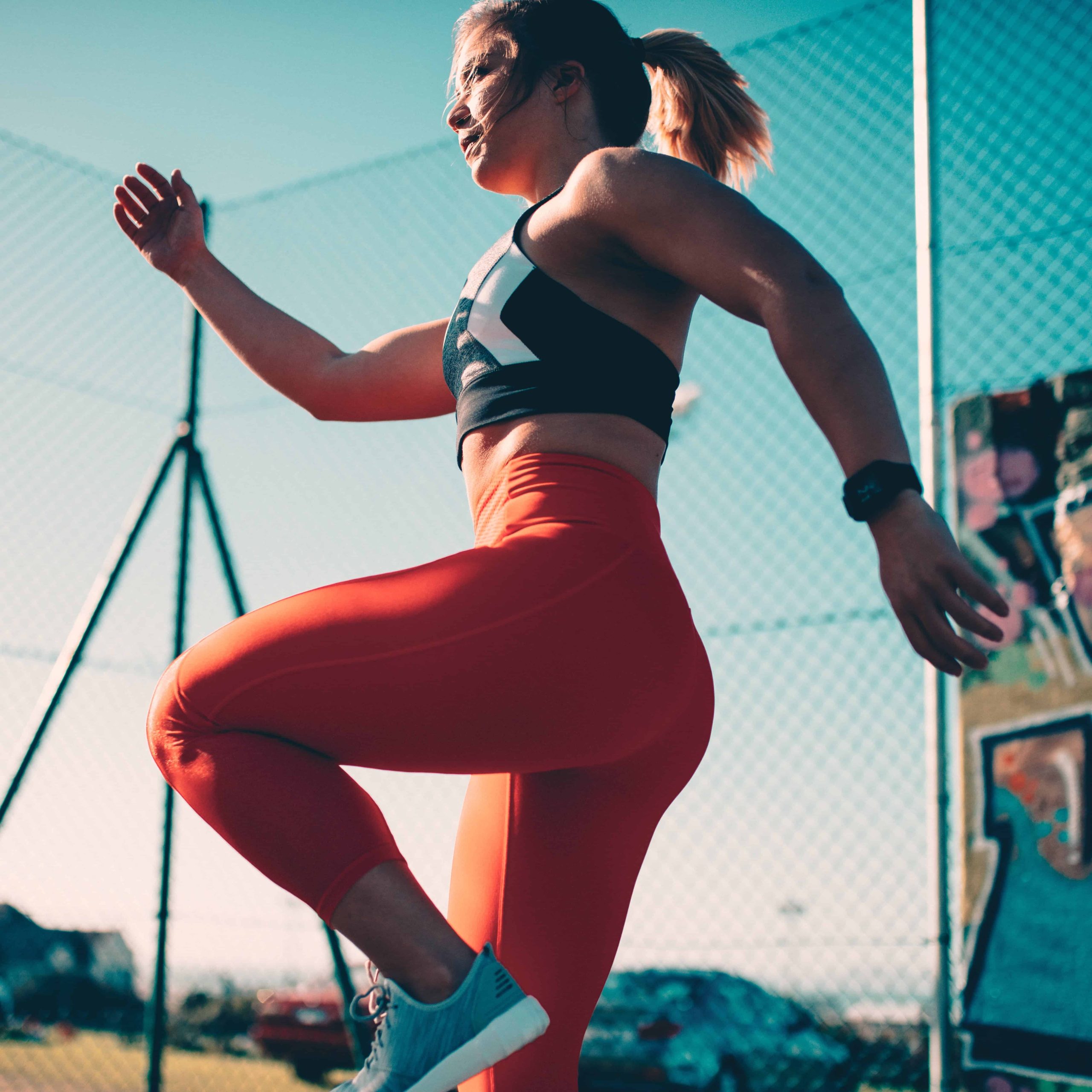 girl exercising outdoors