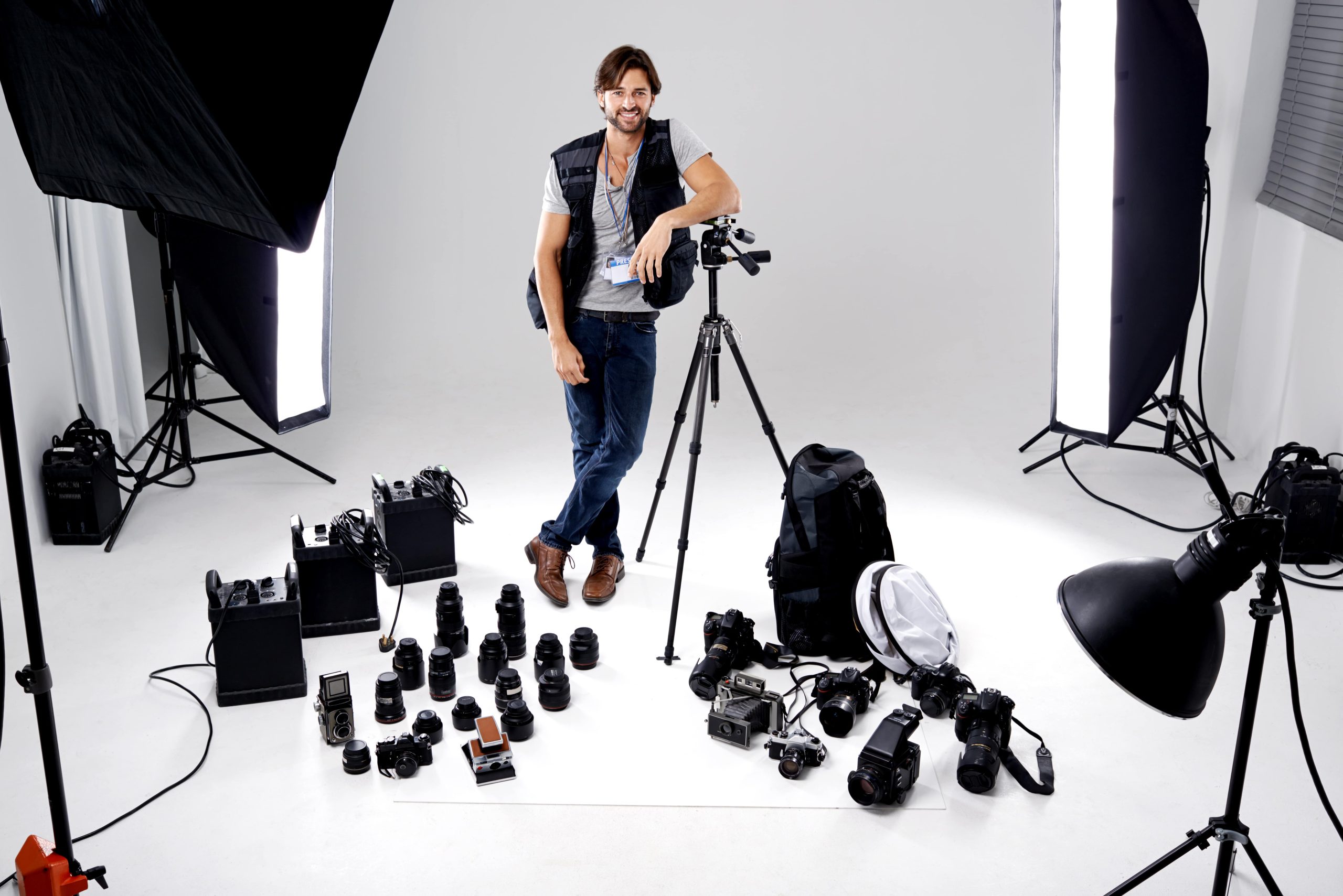 the professional photographer in his studio